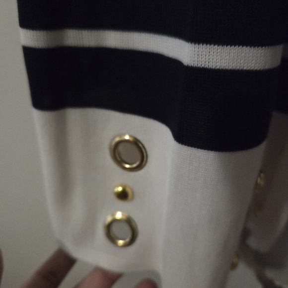 Ming Wang Women's Blue/White Blazer Cardigan.  Size XL Preppy Office Classic - Picture 4 of 8